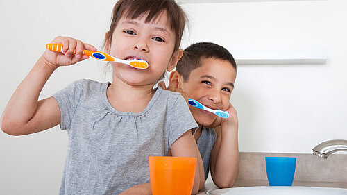 Children Brushing Teeth